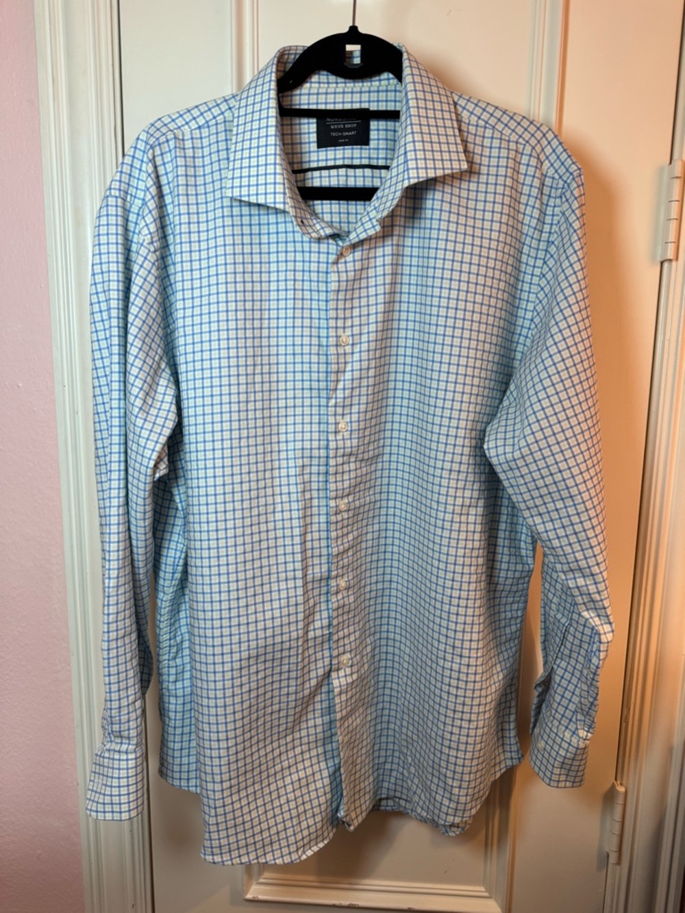 Nordstrom Men's Light Blue and White Windowpane Dress Shirt